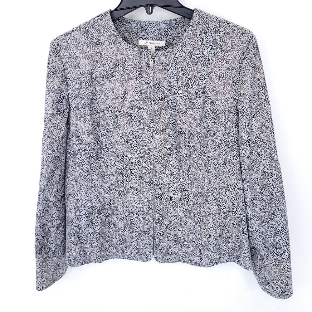 JM Collection Black and White Printed Lightweight Jacket - Picture 5 of 7